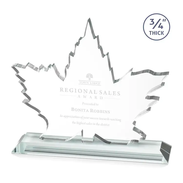 Maple Leaf Award - Starfire Crystal - Engraved #2