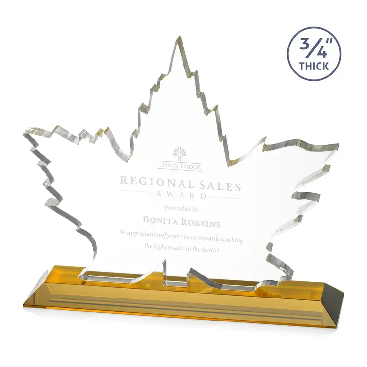 Maple Leaf Award - Starfire Crystal - Engraved #3