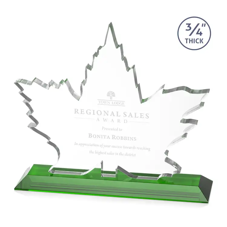 Maple Leaf Award - Starfire Crystal - Engraved #4