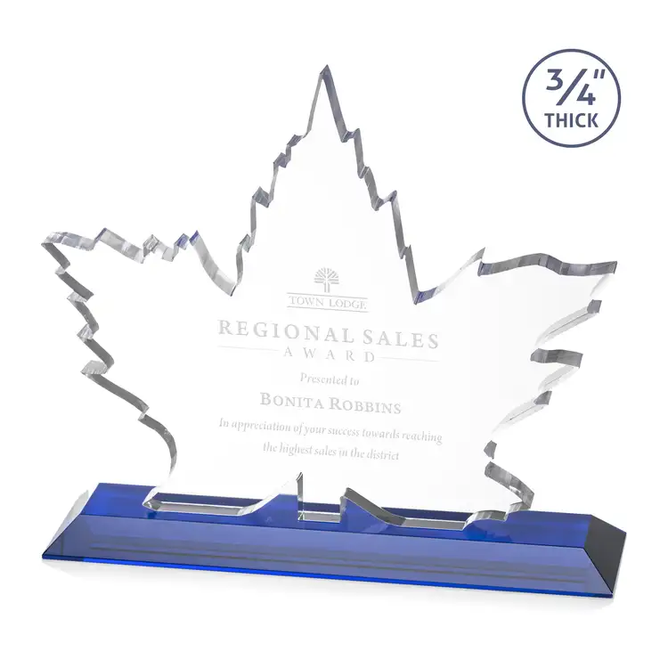 Maple Leaf Award - Starfire Crystal - Engraved #6