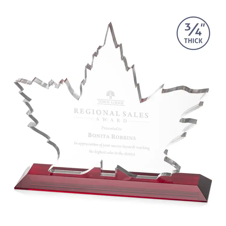 Maple Leaf Award - Starfire Crystal - Engraved #7