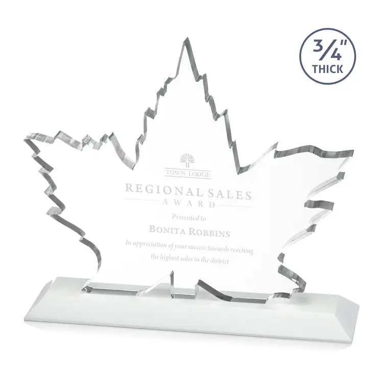 Maple Leaf Award - Starfire Crystal - Engraved #8