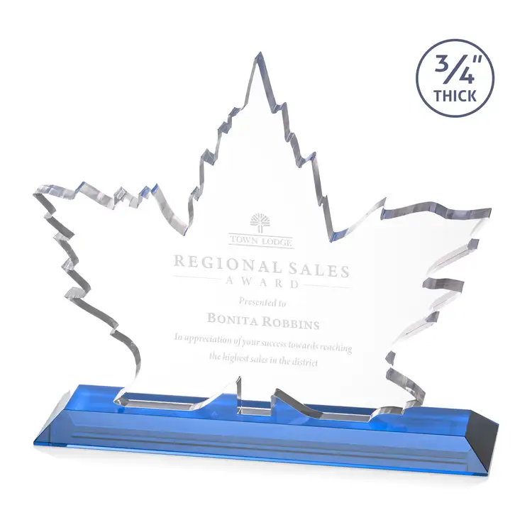 Maple Leaf Award - Starfire Crystal - Engraved #9