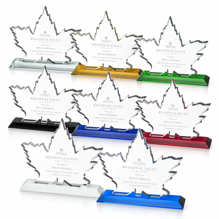 Maple Leaf Award - Starfire Crystal - Engraved