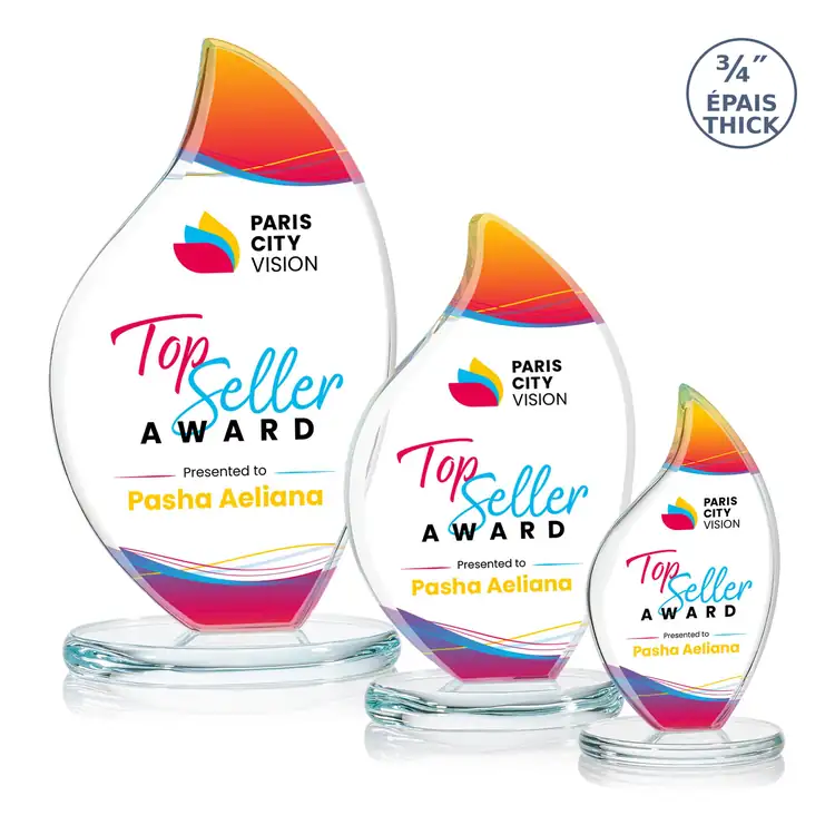 Odessy Flame Starfire Crystal Award - Multicolor