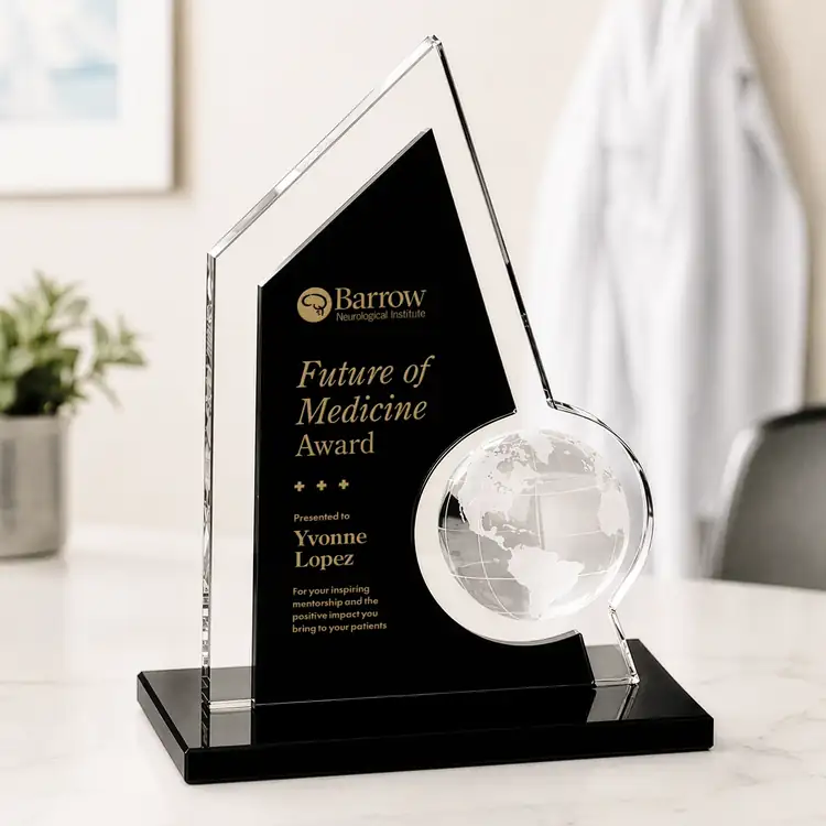 Adalina Globe Starfire Crystal Award - Engraving and Printing #4
