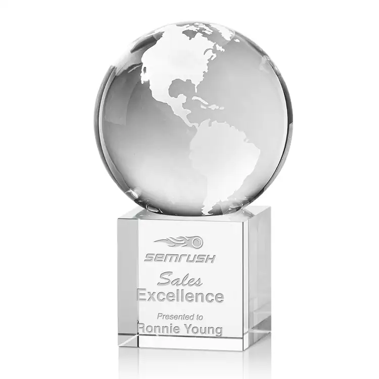 Trophée globe en cristal optique sur socle Granby - Gravure #2