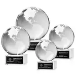 Trophée globe en cristal optique sur socle Hancock - Gravure