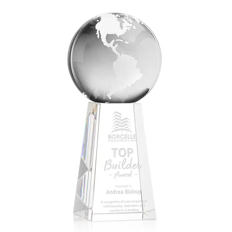 Optical Crystal Globe Award on Novita Base - Deep Etch #2