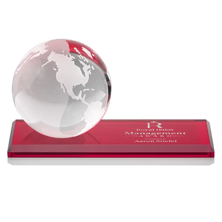 Optical Crystal Globe Award on Rectangle Base - Engraving and Printing #6