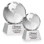 Trophée globe en cristal optique sur socle en aluminium brossé - Impression
