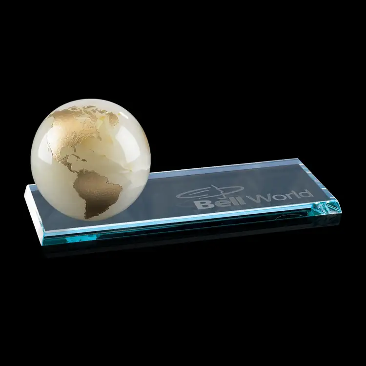 Marble Globe Award on Starfire Crystal Base - Deep Etch #2