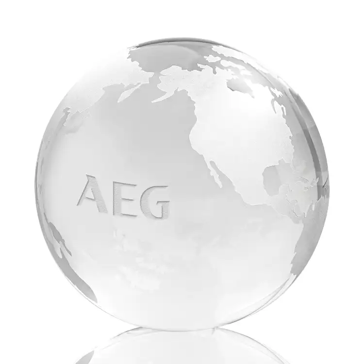 Globe Paperweight - Optical Crystal - Engraved #2