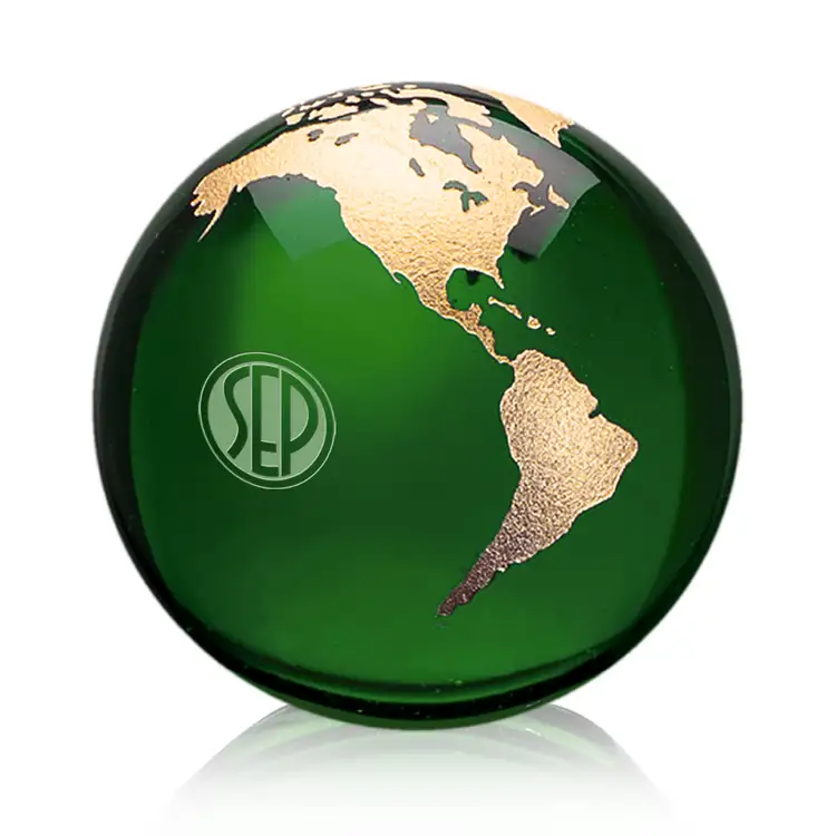 Globe Paperweight - Optical Crystal - Engraved #3