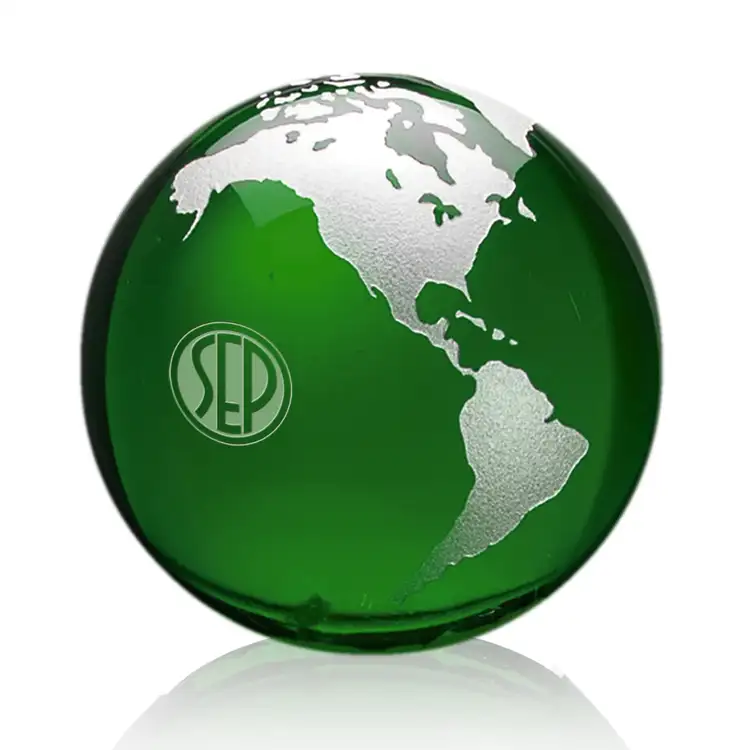 Globe Paperweight - Optical Crystal - Engraved #4