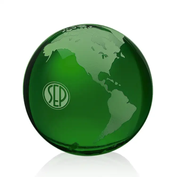 Globe Paperweight - Optical Crystal - Engraved #5