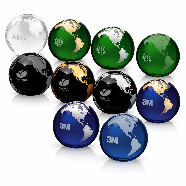 Globe Paperweight - Optical Crystal - Engraved