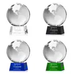 Trophée globe sur socle Robson en cristal optique - Gravure