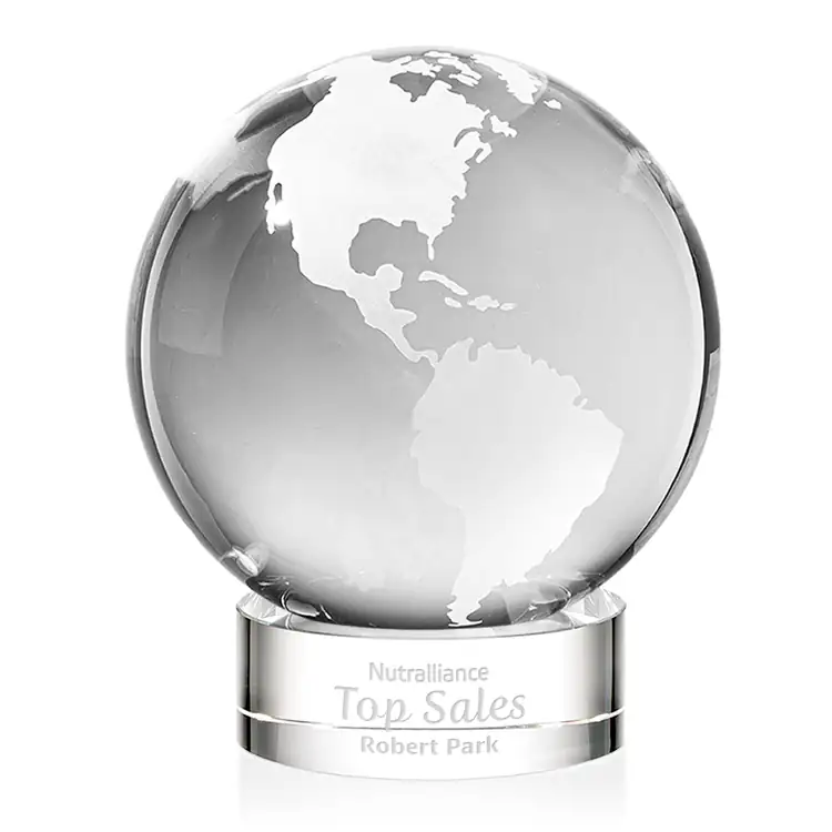 Optical Crystal Globe Award on Stanrich Base - Deep Etch #2