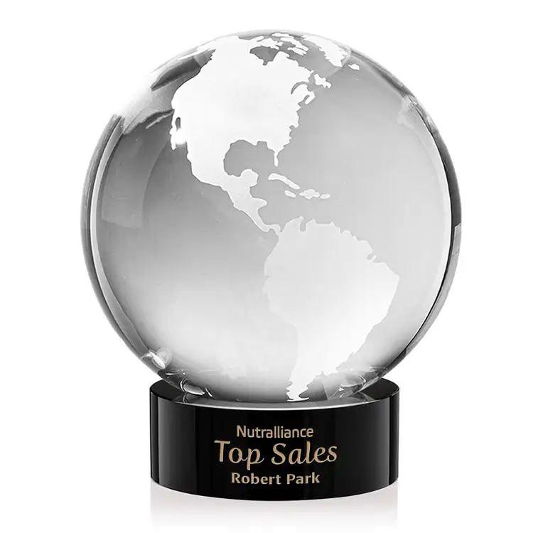 Optical Crystal Globe Award on Stanrich Base - Deep Etch #3