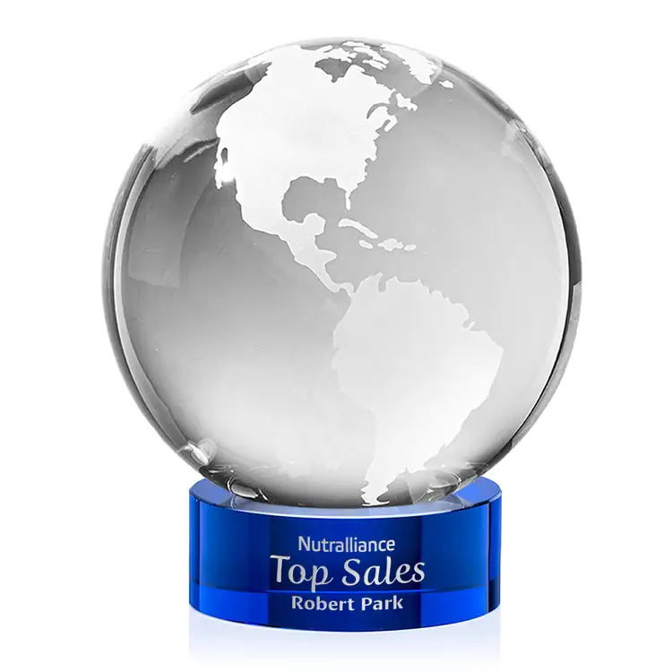 Optical Crystal Globe Award on Stanrich Base - Deep Etch #4