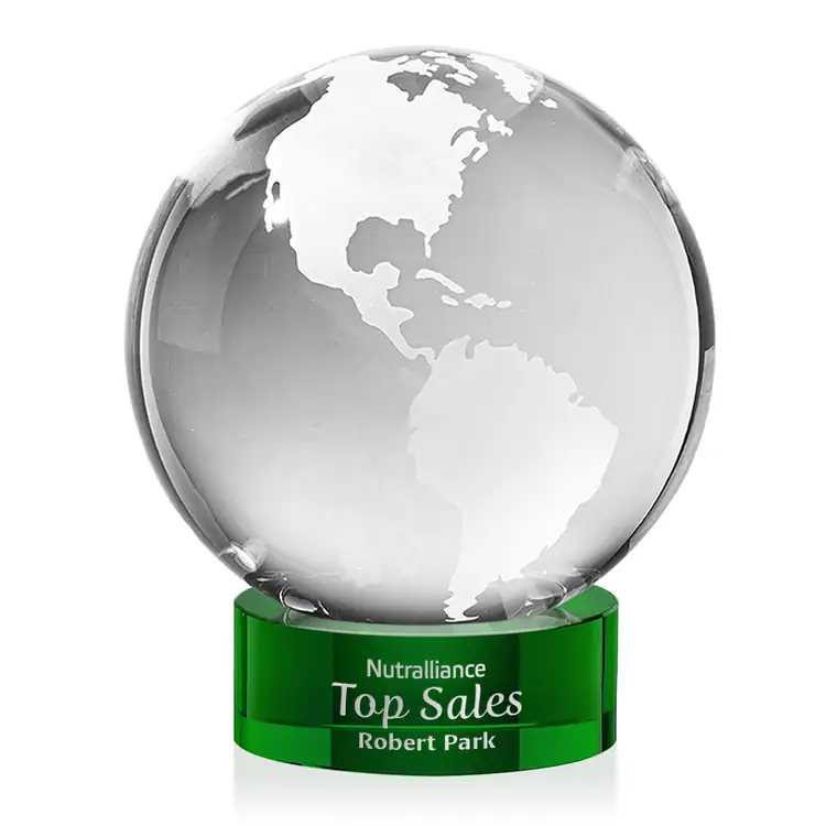 Optical Crystal Globe Award on Stanrich Base - Deep Etch #5