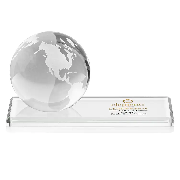 Globe Award on Rectangle Base - Optical Crystal - Multicolor #3