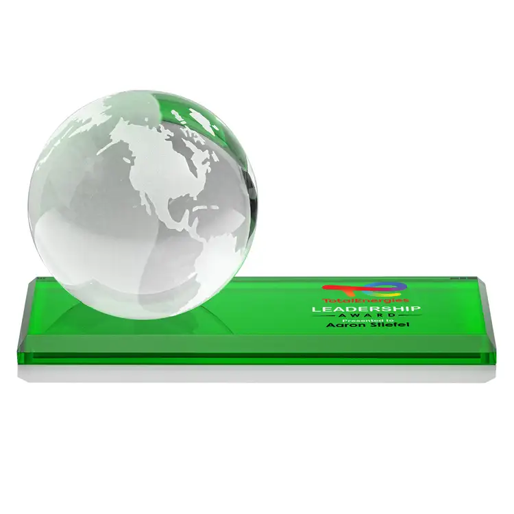 Globe Award on Rectangle Base - Optical Crystal - Multicolor #4