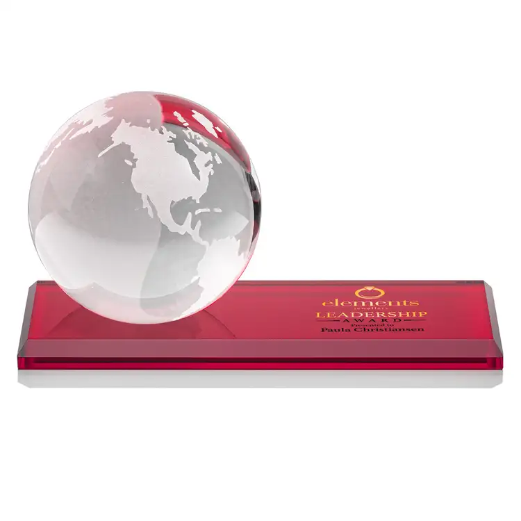 Globe Award on Rectangle Base - Optical Crystal - Multicolor #7