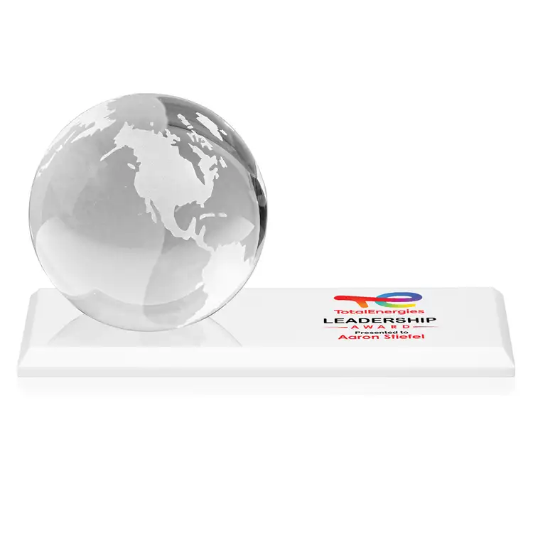 Globe Award on Rectangle Base - Optical Crystal - Multicolor #8