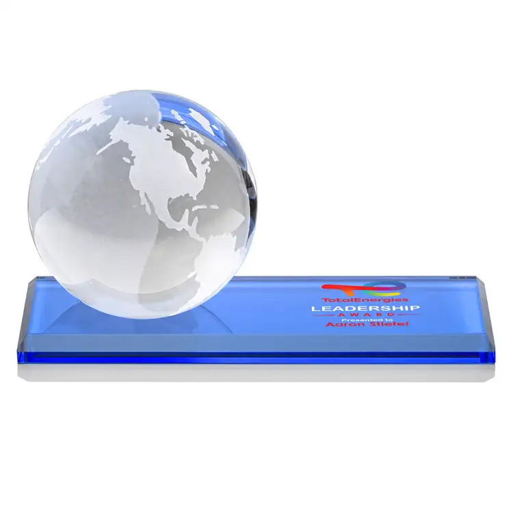 Globe Award on Rectangle Base - Optical Crystal - Multicolor #9