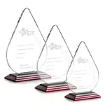 Trophée goutte Glenhazel en cristal Starfire sur socle bois de rose - Gravure