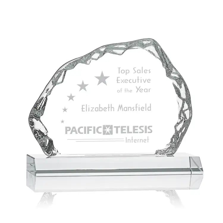 Aspen Iceberg Optical Crystal Award on Base - Deep Etch #2