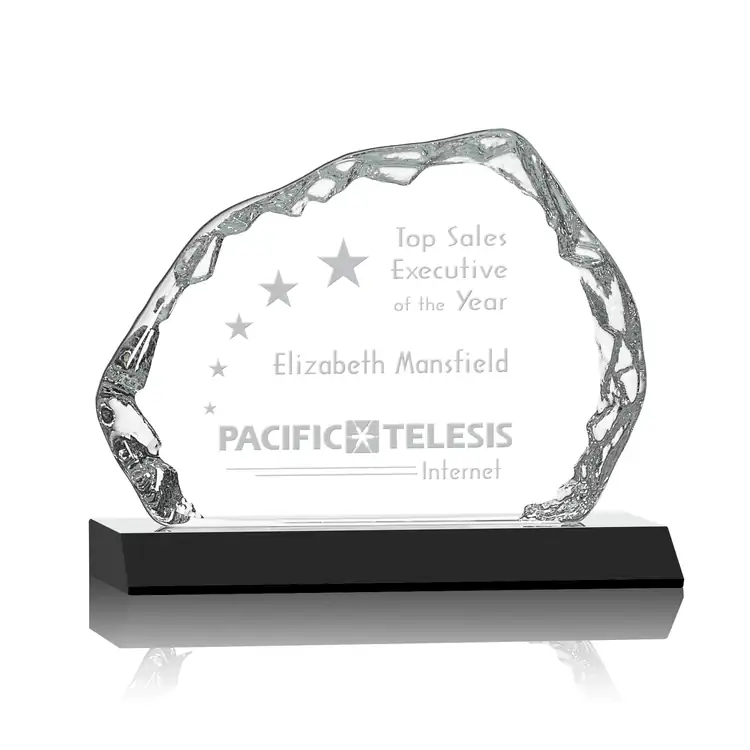 Aspen Iceberg Optical Crystal Award on Base - Deep Etch #3