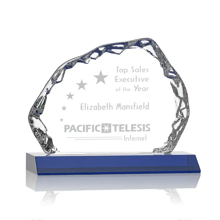 Aspen Iceberg Optical Crystal Award on Base - Deep Etch #4