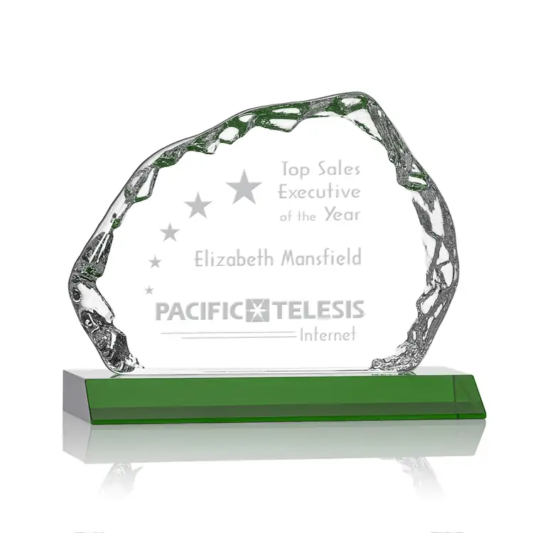 Aspen Iceberg Optical Crystal Award on Base - Deep Etch #5