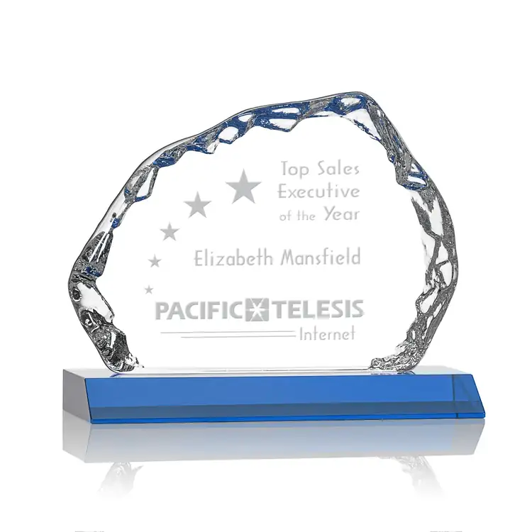 Aspen Iceberg Optical Crystal Award on Base - Deep Etch #6