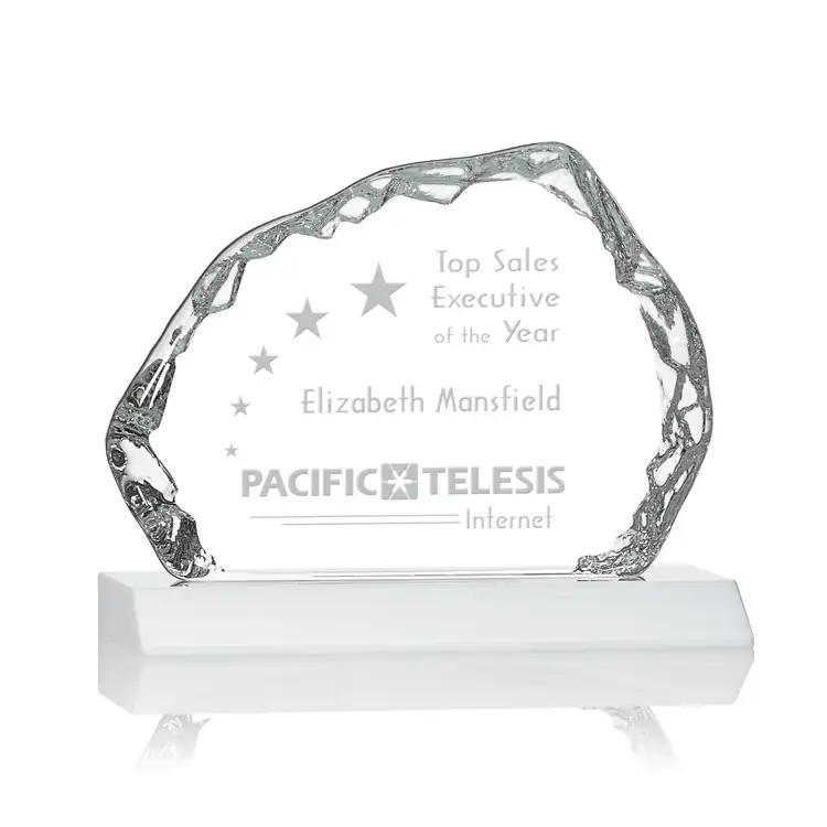 Aspen Iceberg Optical Crystal Award on Base - Deep Etch #7