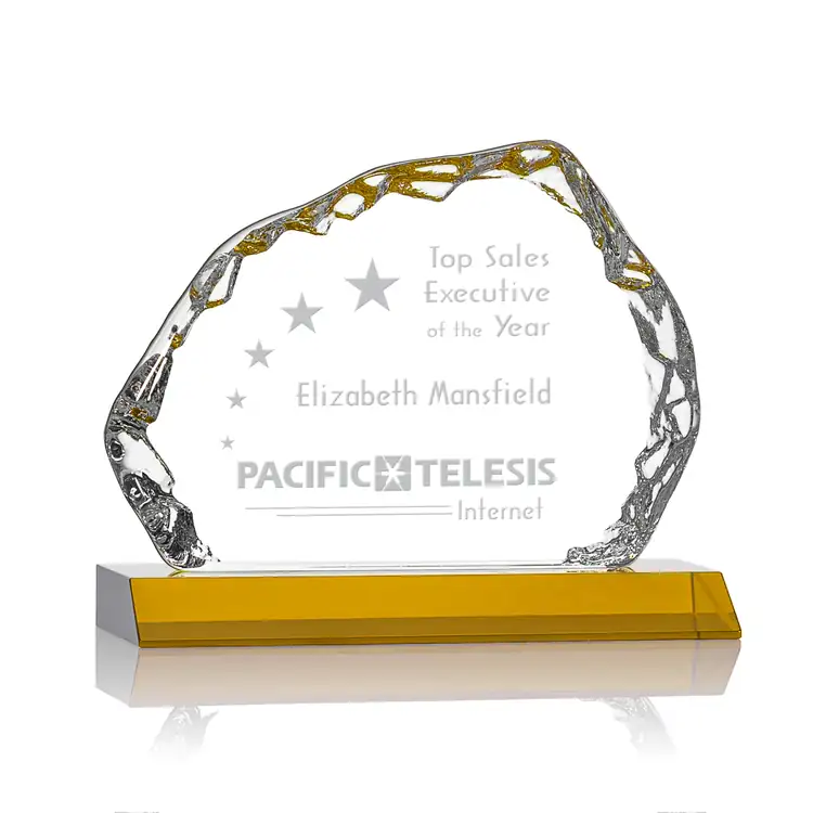 Aspen Iceberg Optical Crystal Award on Base - Deep Etch #8