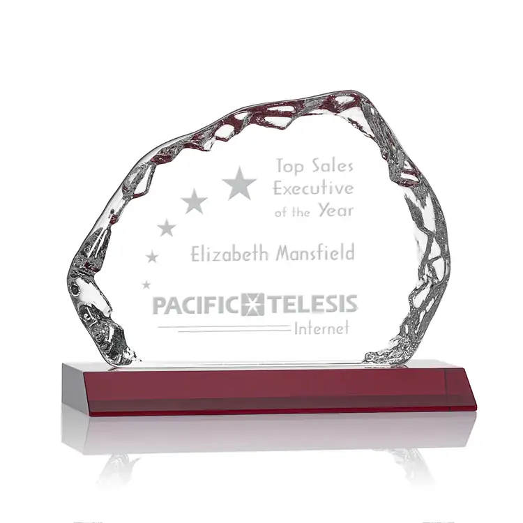 Aspen Iceberg Optical Crystal Award on Base - Deep Etch #9