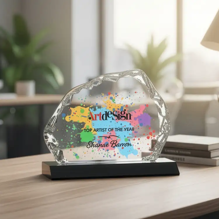 Aspen Iceberg Optical Crystal Award on Base - Multicolor #10