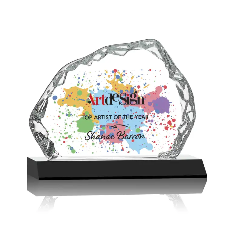 Aspen Iceberg Optical Crystal Award on Base - Multicolor #3