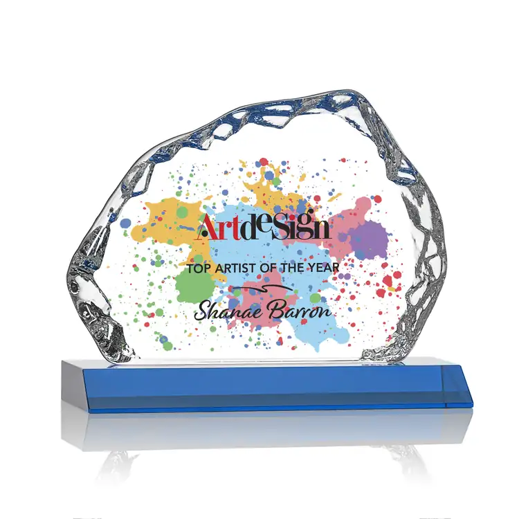 Aspen Iceberg Optical Crystal Award on Base - Multicolor #6