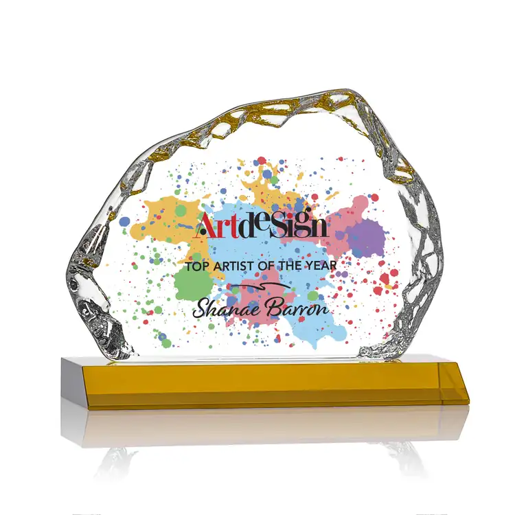 Aspen Iceberg Optical Crystal Award on Base - Multicolor #8
