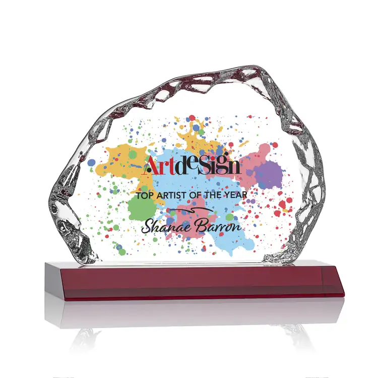 Aspen Iceberg Optical Crystal Award on Base - Multicolor #9