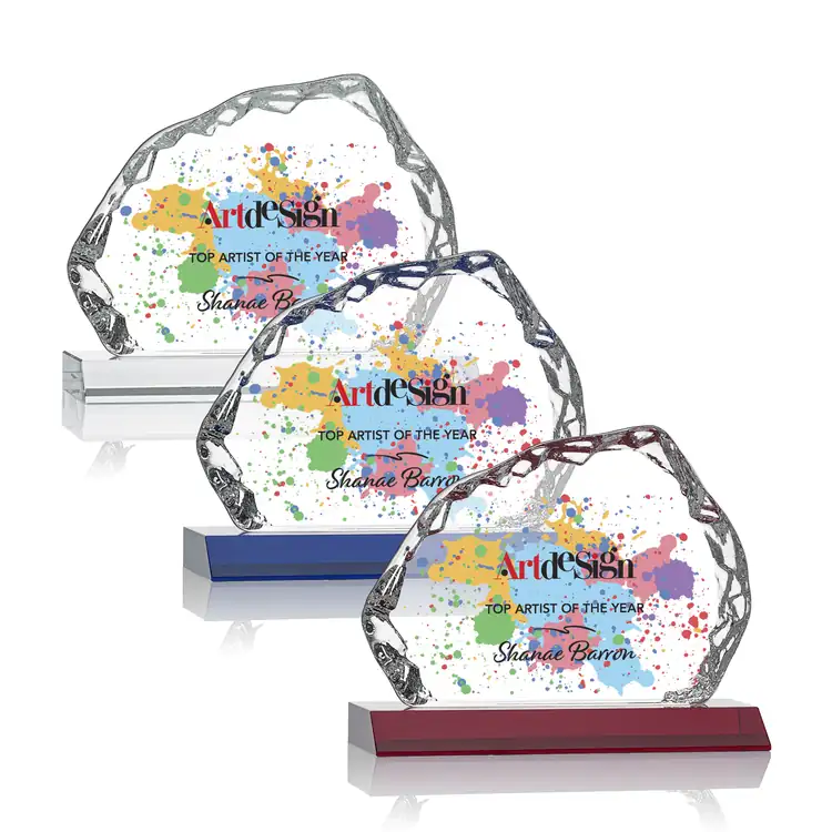 Aspen Iceberg Optical Crystal Award on Base - Multicolor