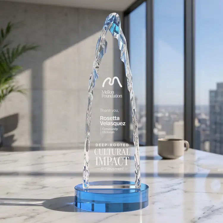 Goderich Optical Crystal Iceberg Award on Crystal Base - Coloured - Engraving and Printing #15