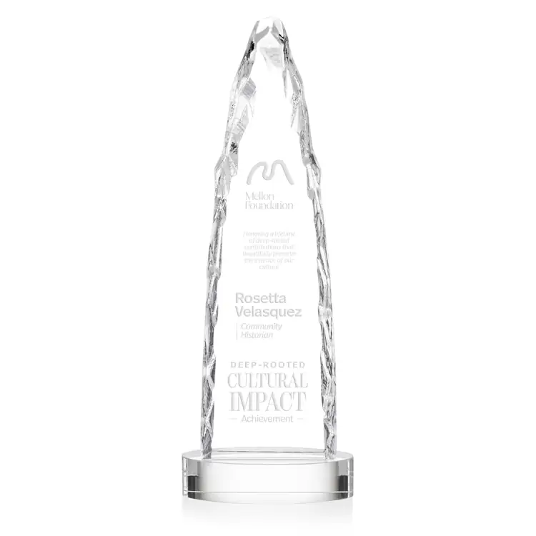 Goderich Optical Crystal Iceberg Award on Crystal Base - Clear or Red - Deep Etch #2