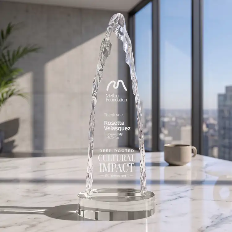 Goderich Optical Crystal Iceberg Award on Crystal Base - Clear or Red - Deep Etch #4