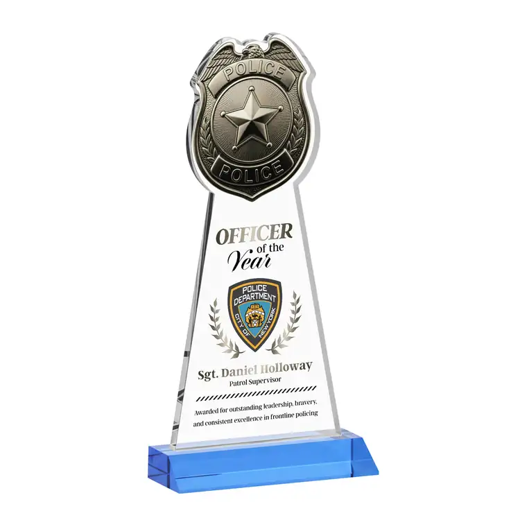 Police Badge Starfire Crystal Award - Multicolor #10
